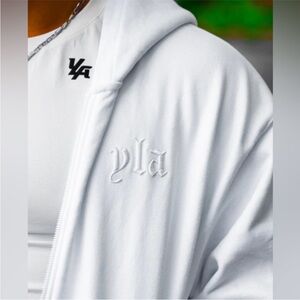YoungLA Pure White Zip Front Hoodie With Pockets